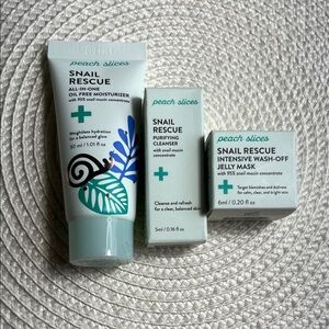 Peach Slices Snail Rescue All-In-One Oil Free Moisturizer, mask, cleanser